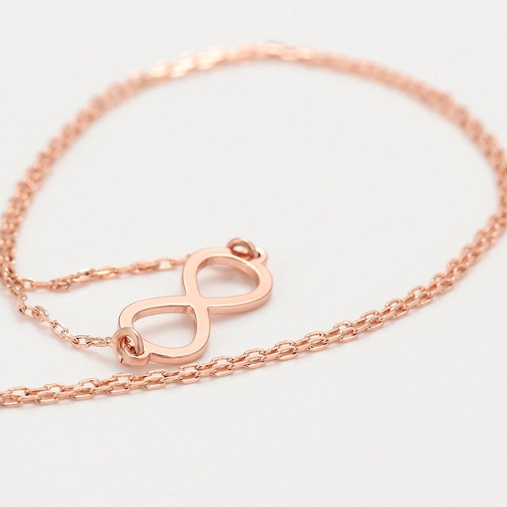 Simple Infinity Rose Gold Necklace - Picture 5 of 9